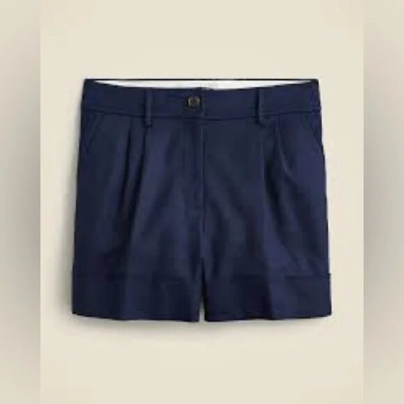 NWOT J. Crew Remi short in stretch linen blend, Navy, Size 10 - Picture 1 of 5